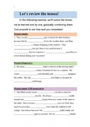 English Worksheet: Lets review the tenses
