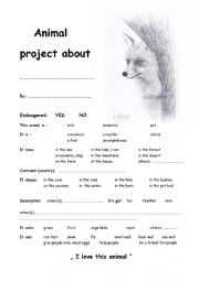 English Worksheet: Fox project