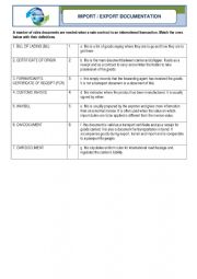 English Worksheet: Logistics - Import and Export Documentation