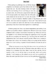 English Worksheet: My guide dog changed my life / 1ST FORM