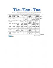 English Worksheet: Tic Tac Toe