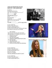 English Worksheet: SKATER BOY  AVRIL LAVIGNE (2002) - was  - were