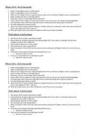 English Worksheet: Mean Girls Movie Analysis