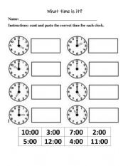 English Worksheet: What time is it...