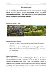 English Worksheet: Speaking Exam - Paired Activity 4 (City & Countryside)