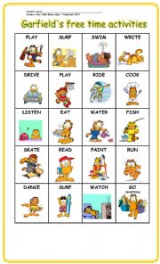 English Worksheet: Garfields free time activities