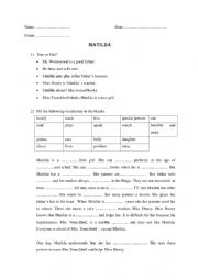 English Worksheet: Matilda (Movie acticity) 