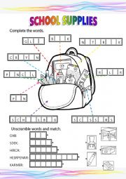 English Worksheet: School supplies