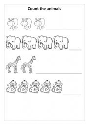 English Worksheet: Count the animals
