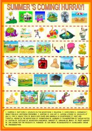 English Worksheet: Summers coming! 