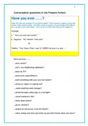 Conversation questions in the Present Perfect