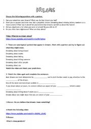 English Worksheet: DREAMS