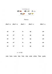 English Worksheet: Phonics (vowels)