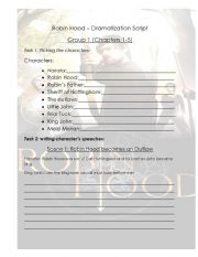 English Worksheet: Robin Hood - Play Script writing (part 1)