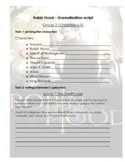 English Worksheet: Robin Hood - Play Script writing (part 2)