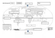 English Worksheet: Labelling the Oceans and Continents