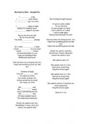 English Worksheet: We used to wait- Arcade Fire