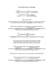 English Worksheet: Just the way you are - Bruno Mars (simple present) 