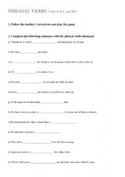 English Worksheet: Phrasal Verbs - Ask Fall and Hit