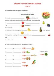 English Worksheet: English for restaurant exercises II