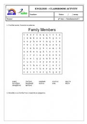 English Worksheet: FAMILY MEMBERS
