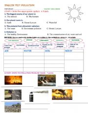English Worksheet: POLLUTION TEST 