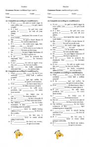 Grammar focus: conditional type 1 and 2