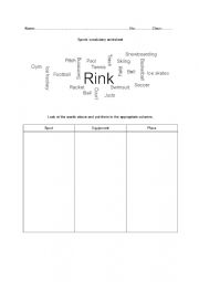 English Worksheet: Sports Vocabulary Worksheet
