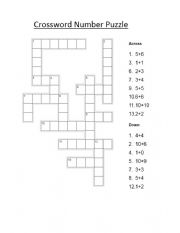 English Worksheet: Crossword Number Puzzle
