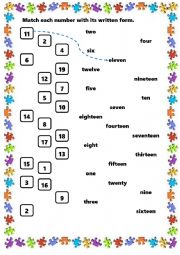 Match each number with its written form.