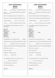 English Worksheet: Listen and complete song - Malibu by Miley Cyrus