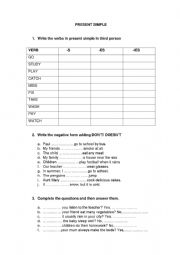 English Worksheet: PRESENT SIMPLE 