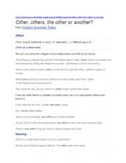 English Worksheet: others and another