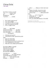 English Worksheet: China Dolls song