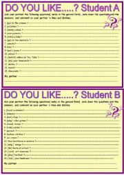 English Worksheet: Do you like.......? pair work (gerungds)