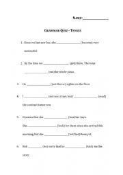 English Worksheet: Grammar quiz - including present perfect