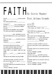 English Worksheet: Faith By Stevie Wonder (featuring Ariana Grande)