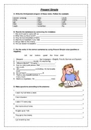 English Worksheet: Present Simple