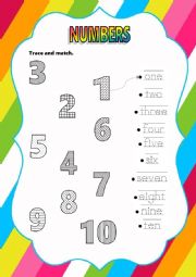 Numbers. Trace and match.