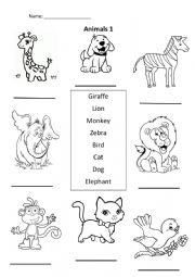 English Worksheet: Animals