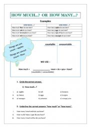 English Worksheet: How much...? or How many..?
