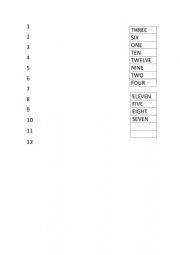 English Worksheet: matching 1 to 20 