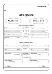 English Worksheet: COMPARATIVE Vs. SUPERLATIVE Review