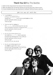 Fill in the blank - Thank You Girl - The Beatles