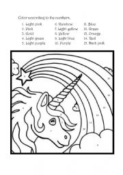 Color the unicorn according to the numbers