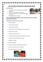 English Worksheet: INTERVIEW WITH A FITNESS ENTERTAINER