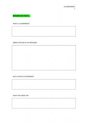 English Worksheet: Superheroes project - starting activity