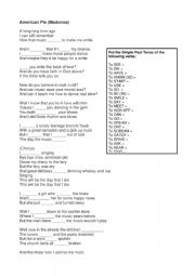 English Worksheet: American Pie Madonna song past simple