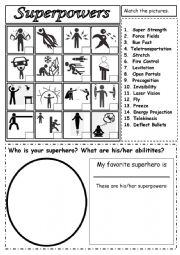 English Worksheet: SUPERPOWERS