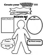 English Worksheet: CREATE YOUR OWN SUPERHERO!!